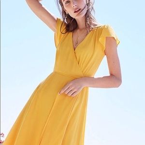 Ann Taylor Loft Bright Yellow Wrap Dress